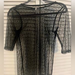 Monteau brand Sheer black polka dot top